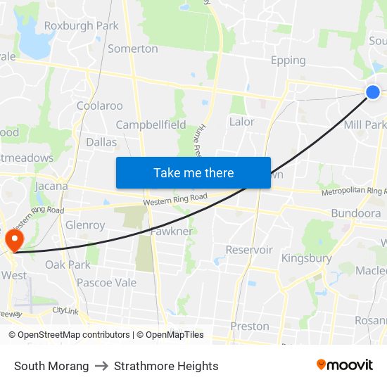 South Morang to Strathmore Heights map