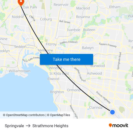 Springvale to Strathmore Heights map