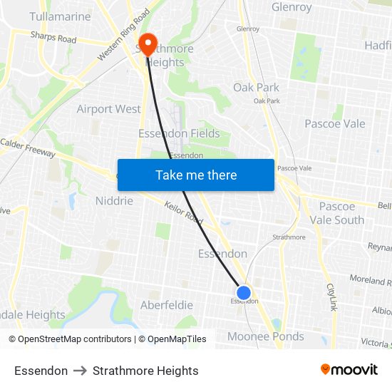 Essendon to Strathmore Heights map