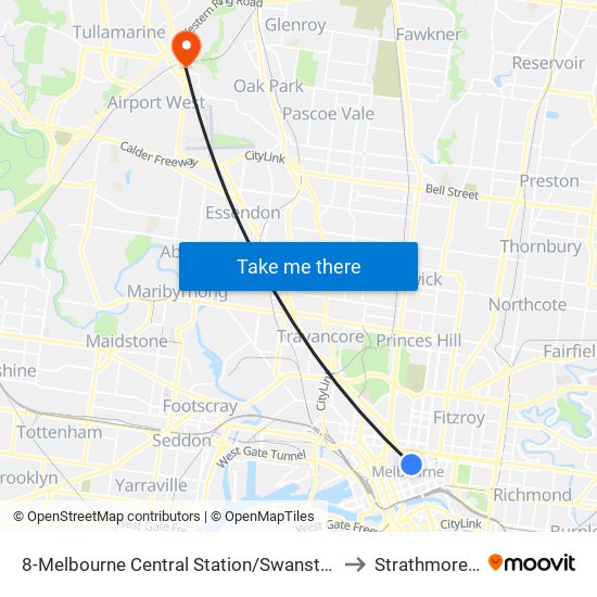 8-Melbourne Central Station/Swanston St (Melbourne City) to Strathmore Heights map