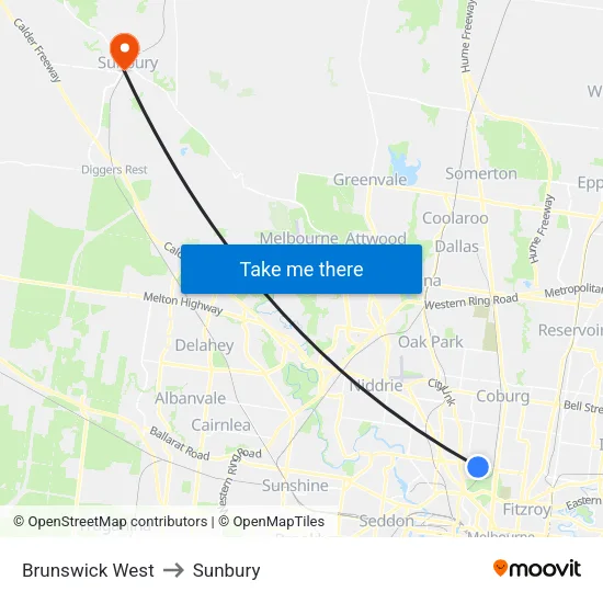 Brunswick West to Sunbury map