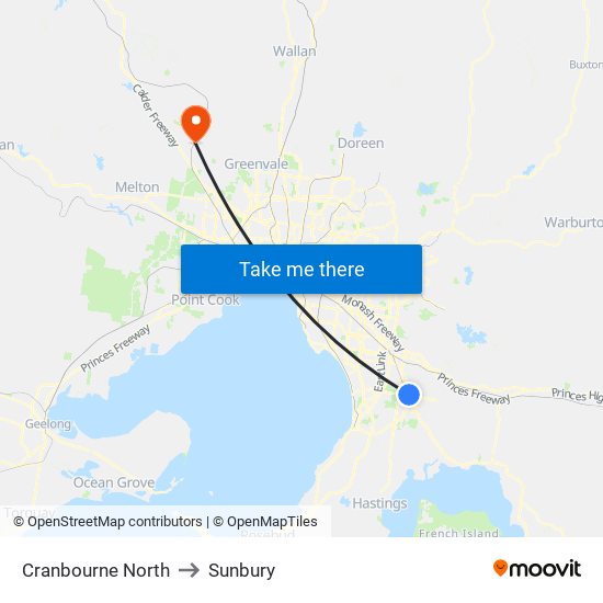 Cranbourne North to Sunbury map