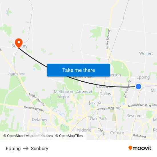 Epping to Sunbury map