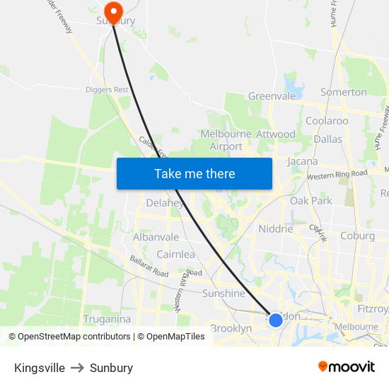 Kingsville to Sunbury map