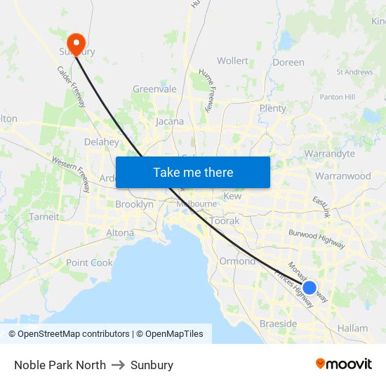 Noble Park North to Sunbury map