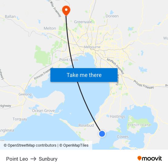 Point Leo to Sunbury map