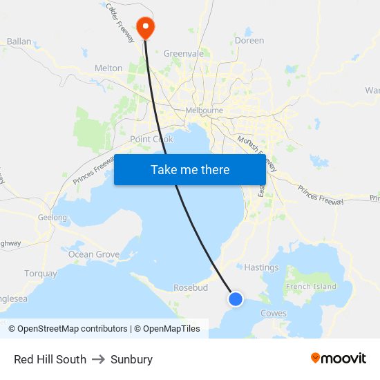 Red Hill South to Sunbury map