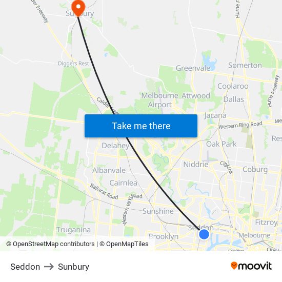 Seddon to Sunbury map