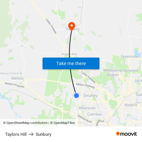 Taylors Hill to Sunbury map