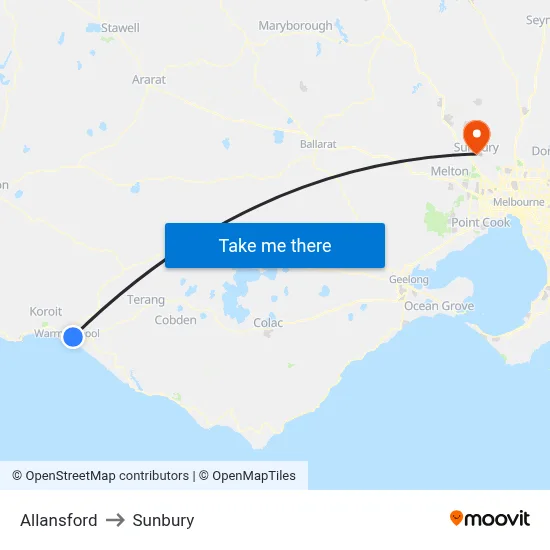 Allansford to Sunbury map