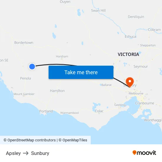 Apsley to Sunbury map