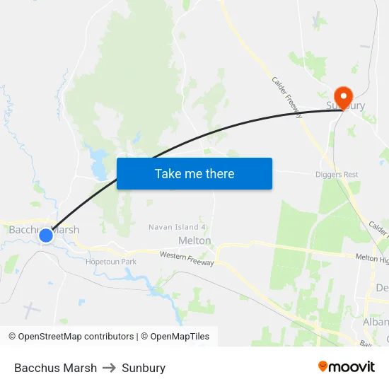 Bacchus Marsh to Sunbury map