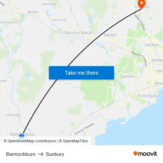 Bannockburn to Sunbury map
