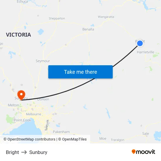 Bright to Sunbury map