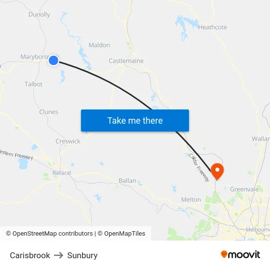 Carisbrook to Sunbury map