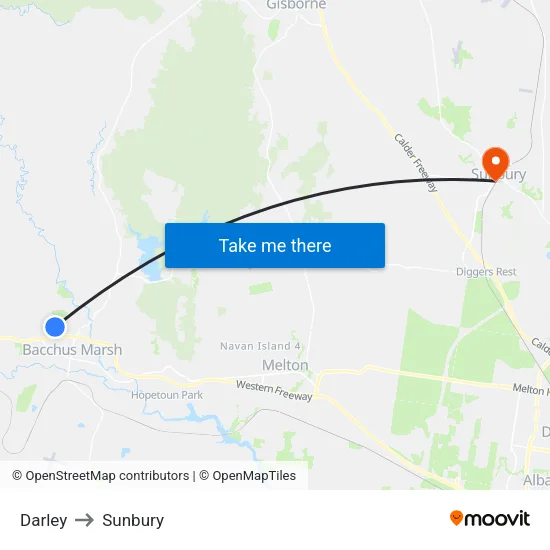 Darley to Sunbury map