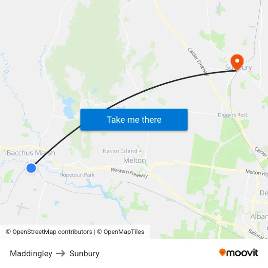 Maddingley to Sunbury map