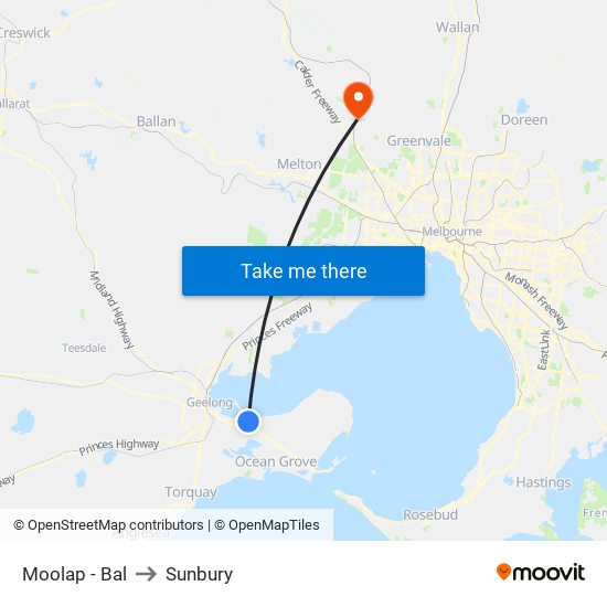 Moolap - Bal to Sunbury map