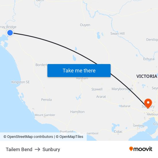 Tailem Bend to Sunbury map