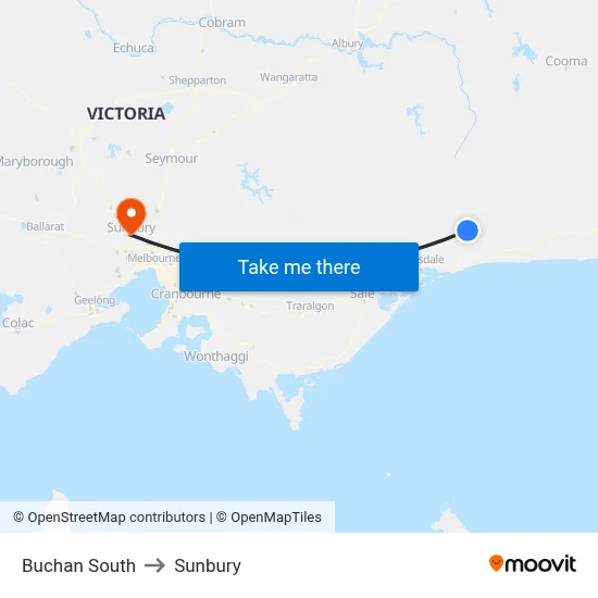 Buchan South to Sunbury map