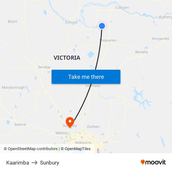 Kaarimba to Sunbury map