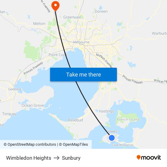 Wimbledon Heights to Sunbury map