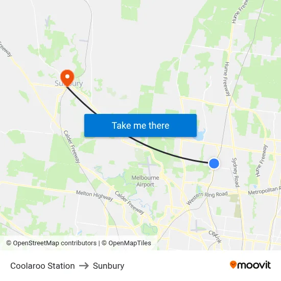 Coolaroo Station to Sunbury map