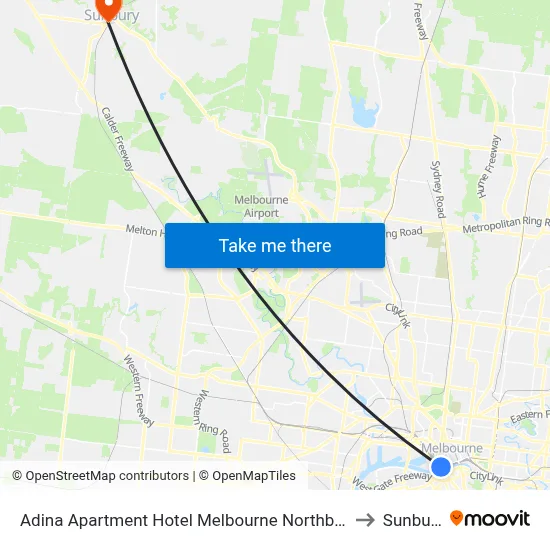 Adina Apartment Hotel Melbourne Northbank to Sunbury map