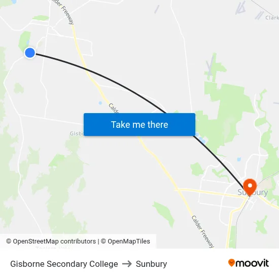 Gisborne Secondary College to Sunbury map
