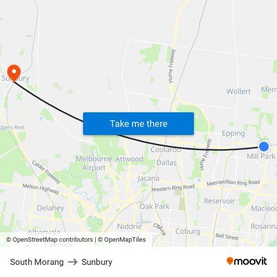 South Morang to Sunbury map