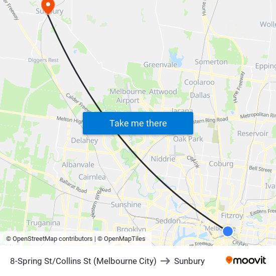 8-Spring St/Collins St (Melbourne City) to Sunbury map