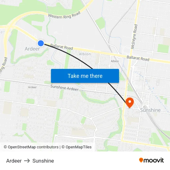 Ardeer to Sunshine map