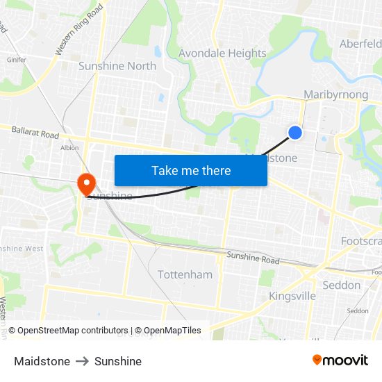 Maidstone to Sunshine map