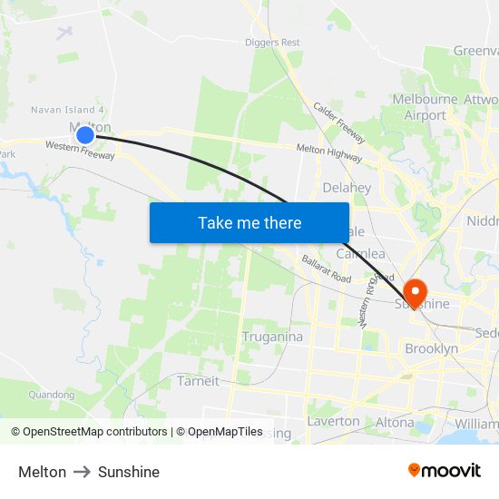 Melton to Sunshine map