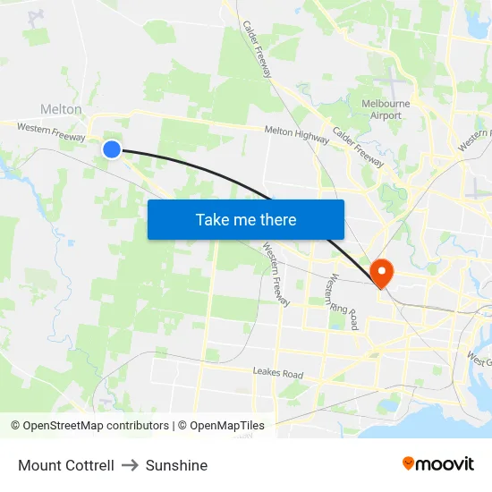 Mount Cottrell to Sunshine map