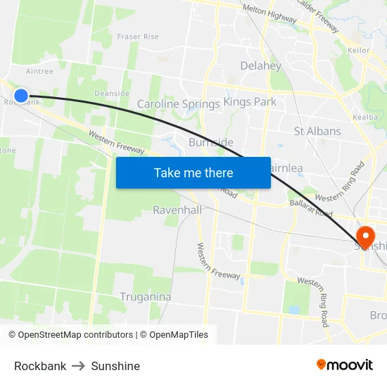 Rockbank to Sunshine map