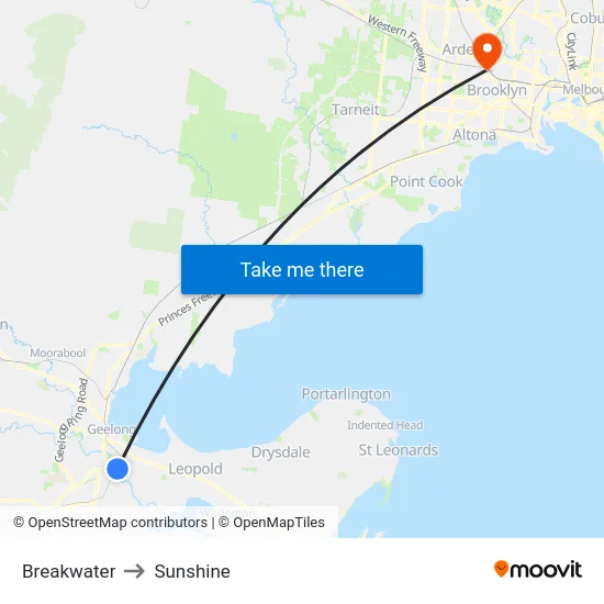 Breakwater to Sunshine map