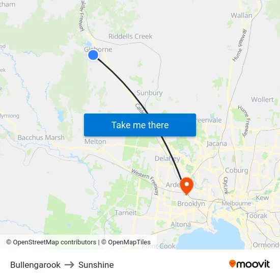 Bullengarook to Sunshine map