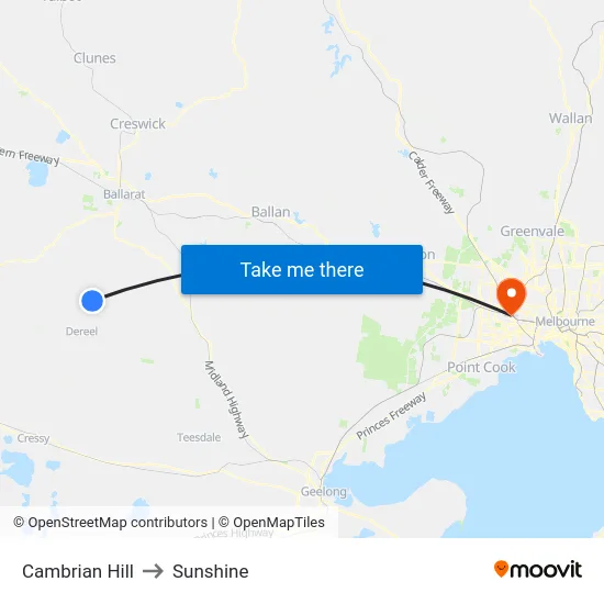 Cambrian Hill to Sunshine map