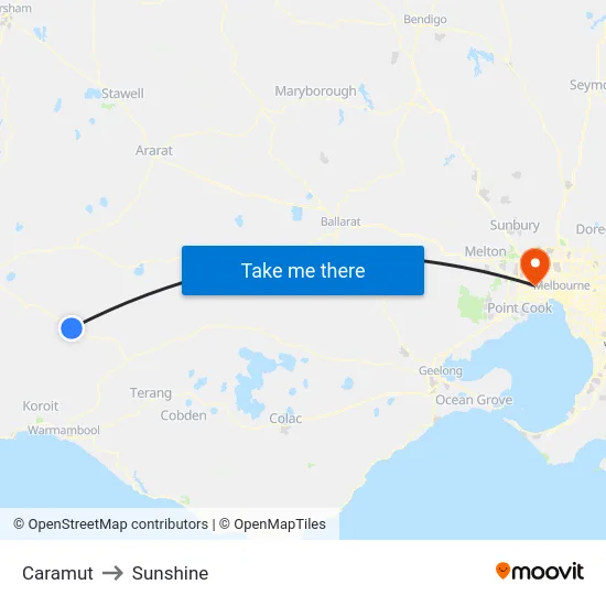Caramut to Sunshine map