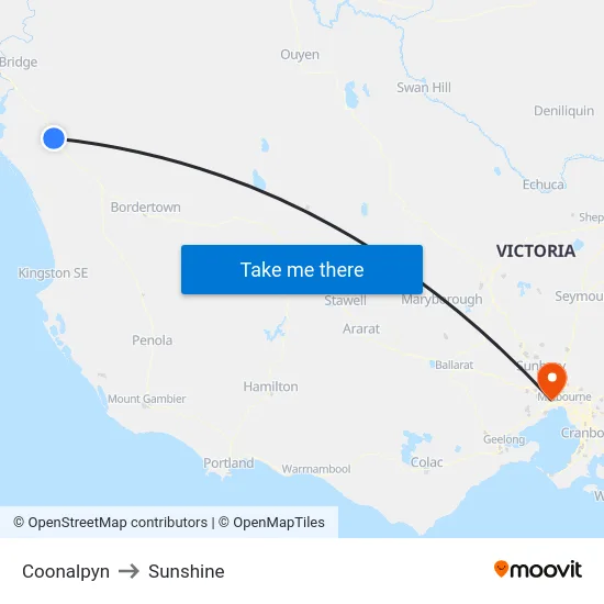 Coonalpyn to Sunshine map