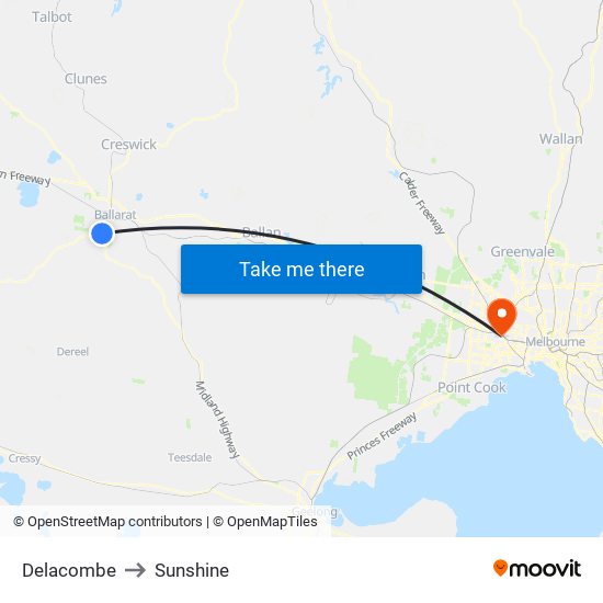 Delacombe to Sunshine map