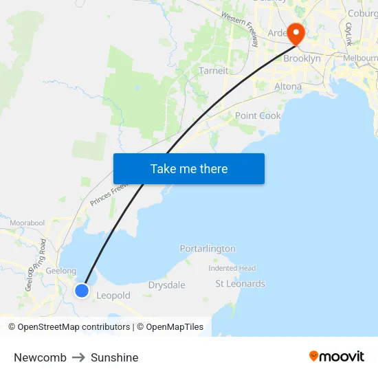 Newcomb to Sunshine map