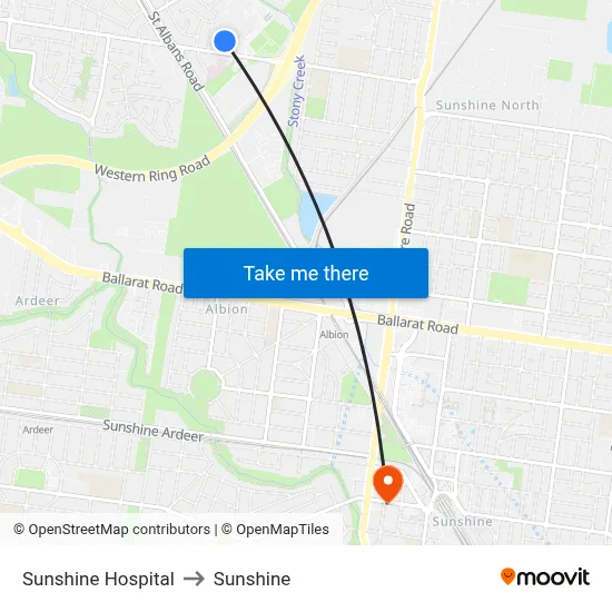 Sunshine Hospital to Sunshine map