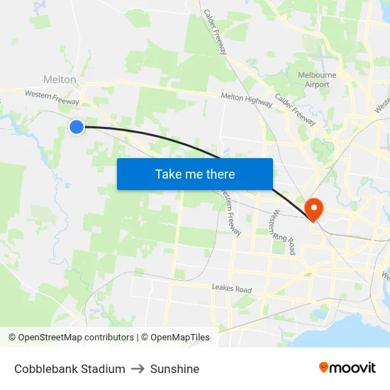 Cobblebank Stadium to Sunshine map