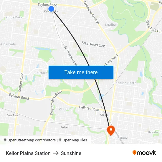 Keilor Plains Station to Sunshine map