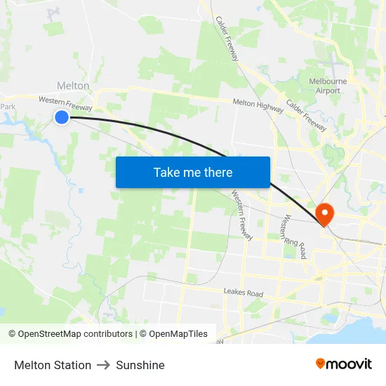 Melton Station to Sunshine map