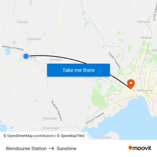 Wendouree Station to Sunshine map