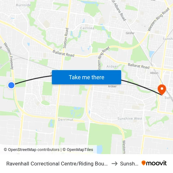 Ravenhall Correctional Centre/Riding Boundary Rd to Sunshine map