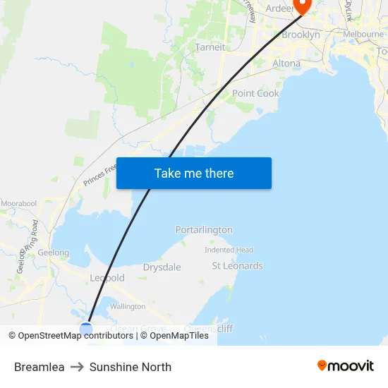 Breamlea to Sunshine North map